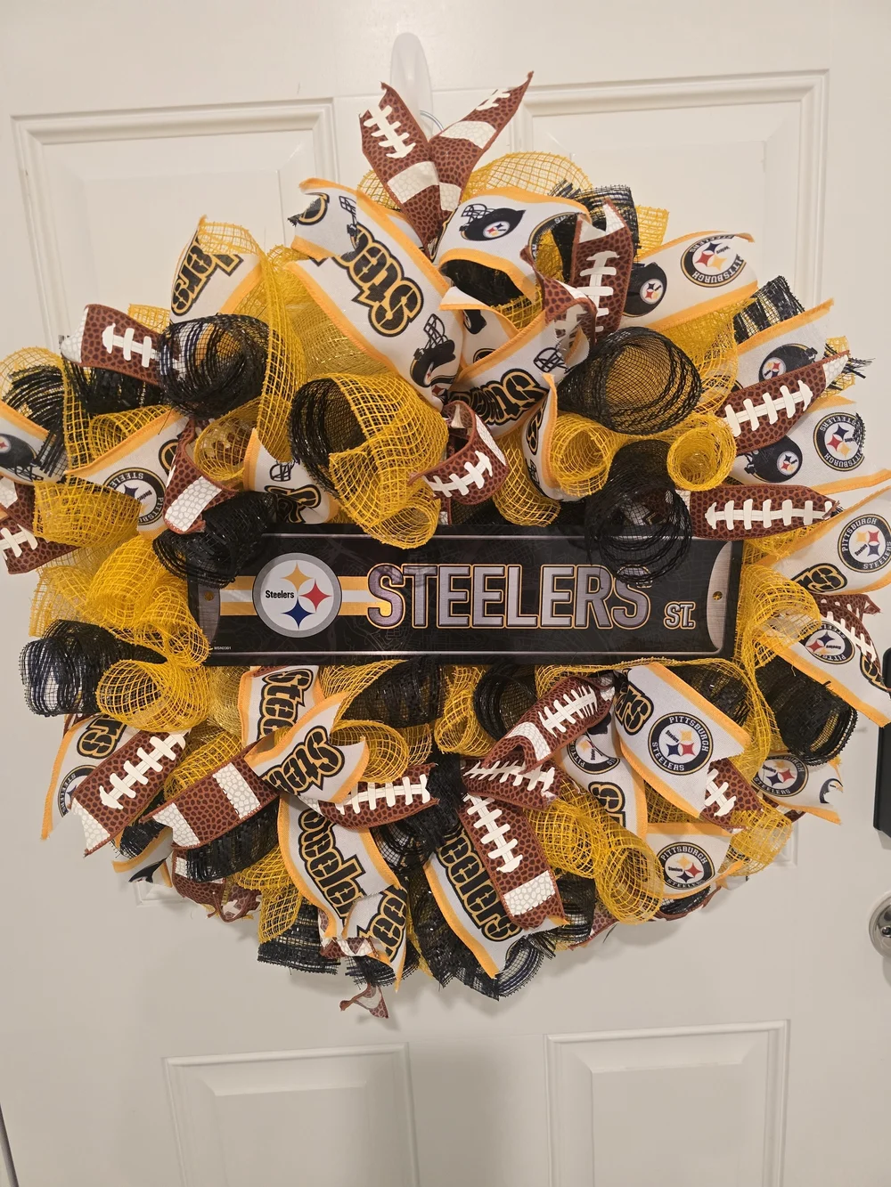 Steelers Black and Gold Football Wreath